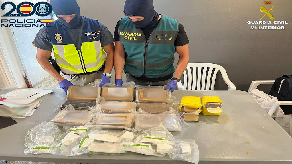 policia y guardia civil requisando droga y material