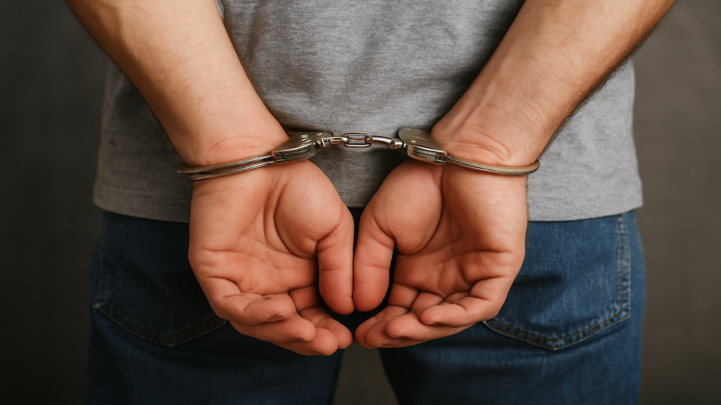 Detenido con grilletes