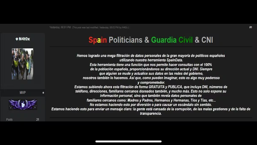 Mensaje de los hackers N4t0x