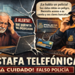 Alerta de posibles estafas telefónicas por policías falsos.