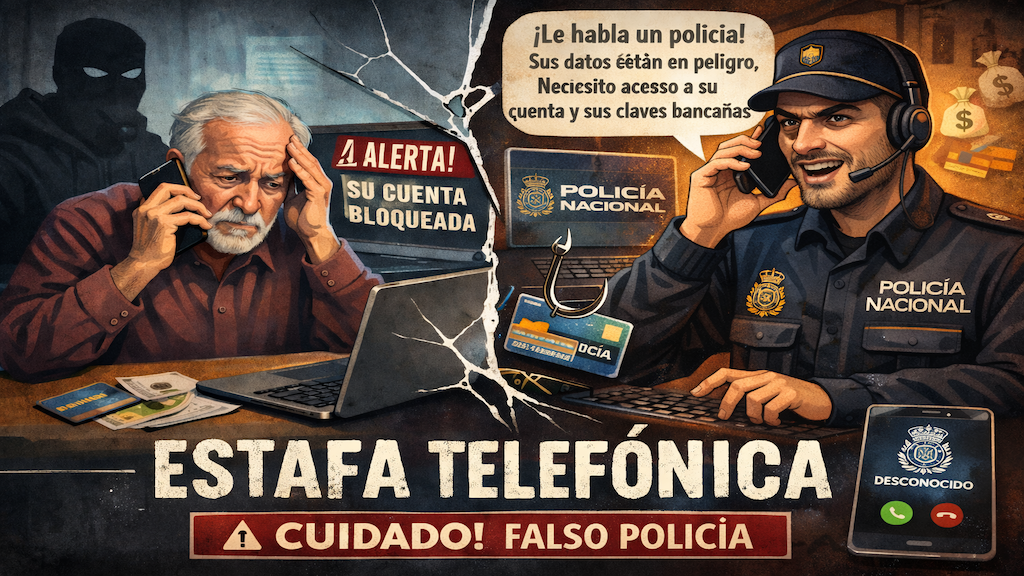 Alerta de posibles estafas telefónicas por policías falsos.