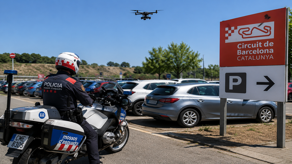 Un operativo con drones de los Mossos capturan a un ladrón en el Circuit de Barcelona.
