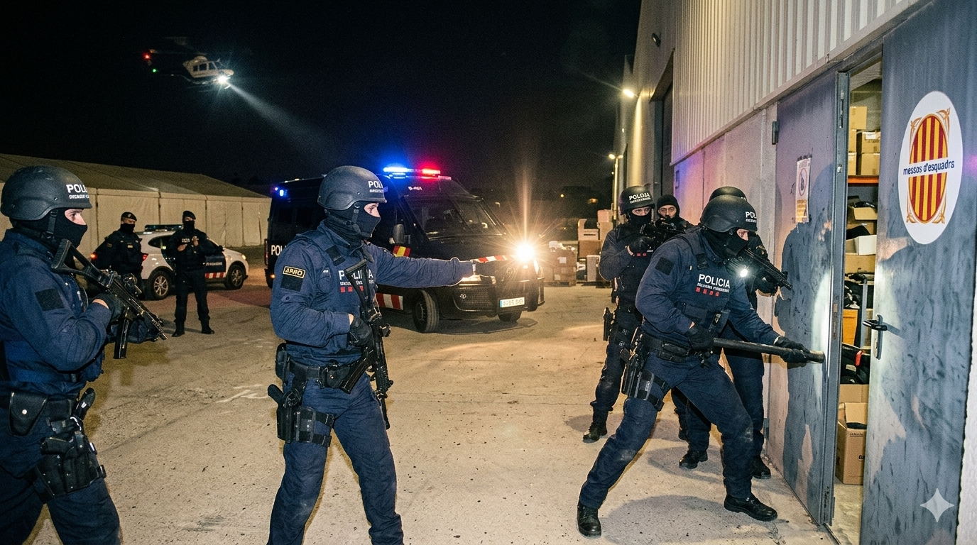 Operativo nocturno de los Mossos d'Esquadra.