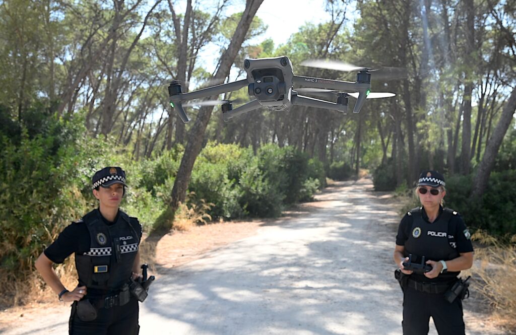 Drones policiales en Jerez: patruyaje aéreo contra los incendios.